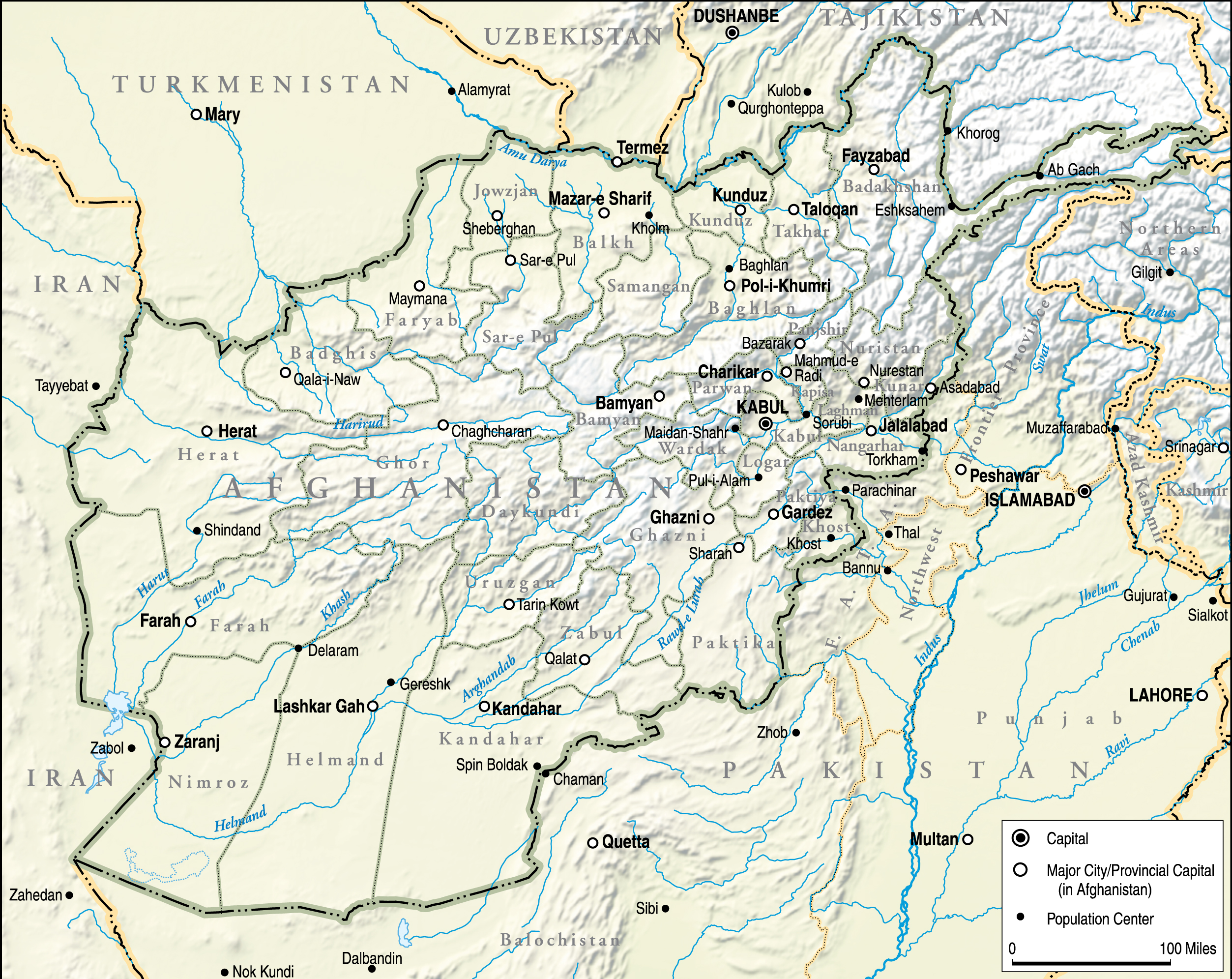 Afghanistan Topographical Map Institute For The Study Of War