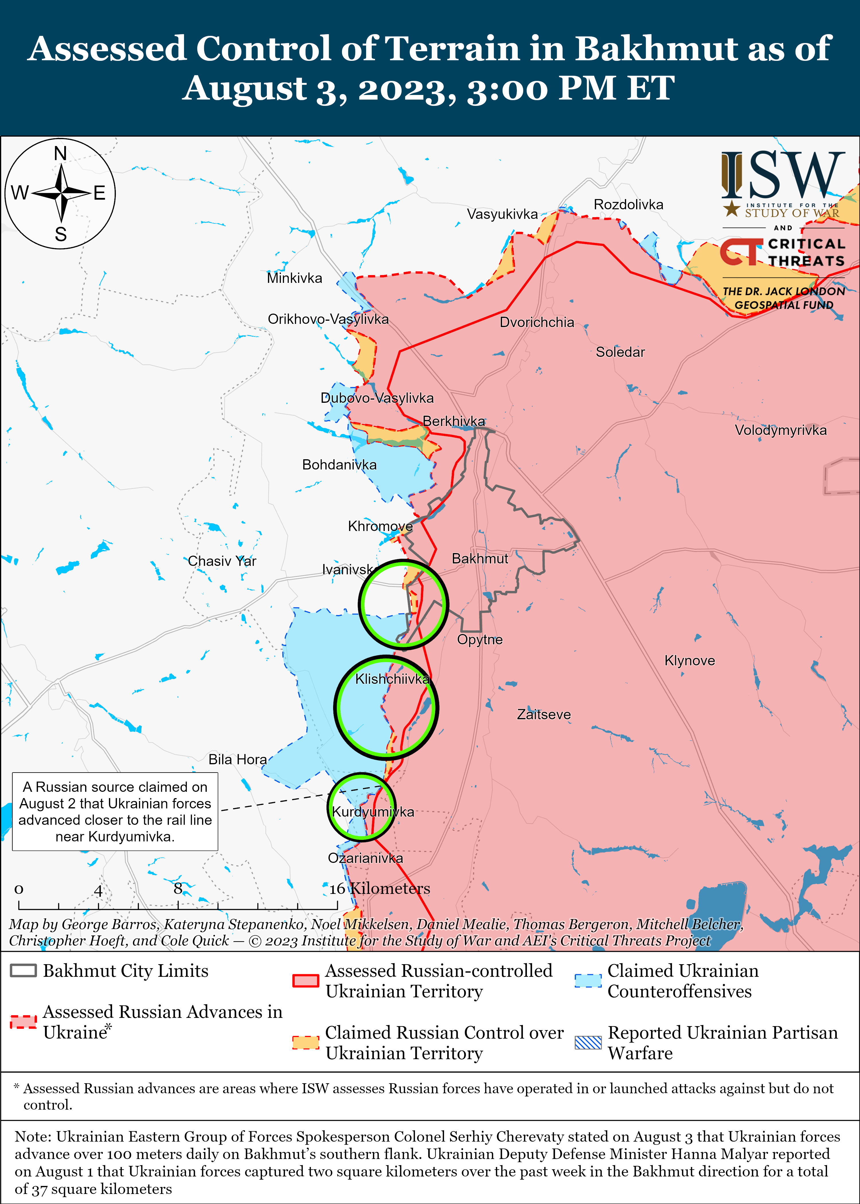 ВСУ пытаются прорвать оборону в окрестностях Бахмута: карты боев ISW