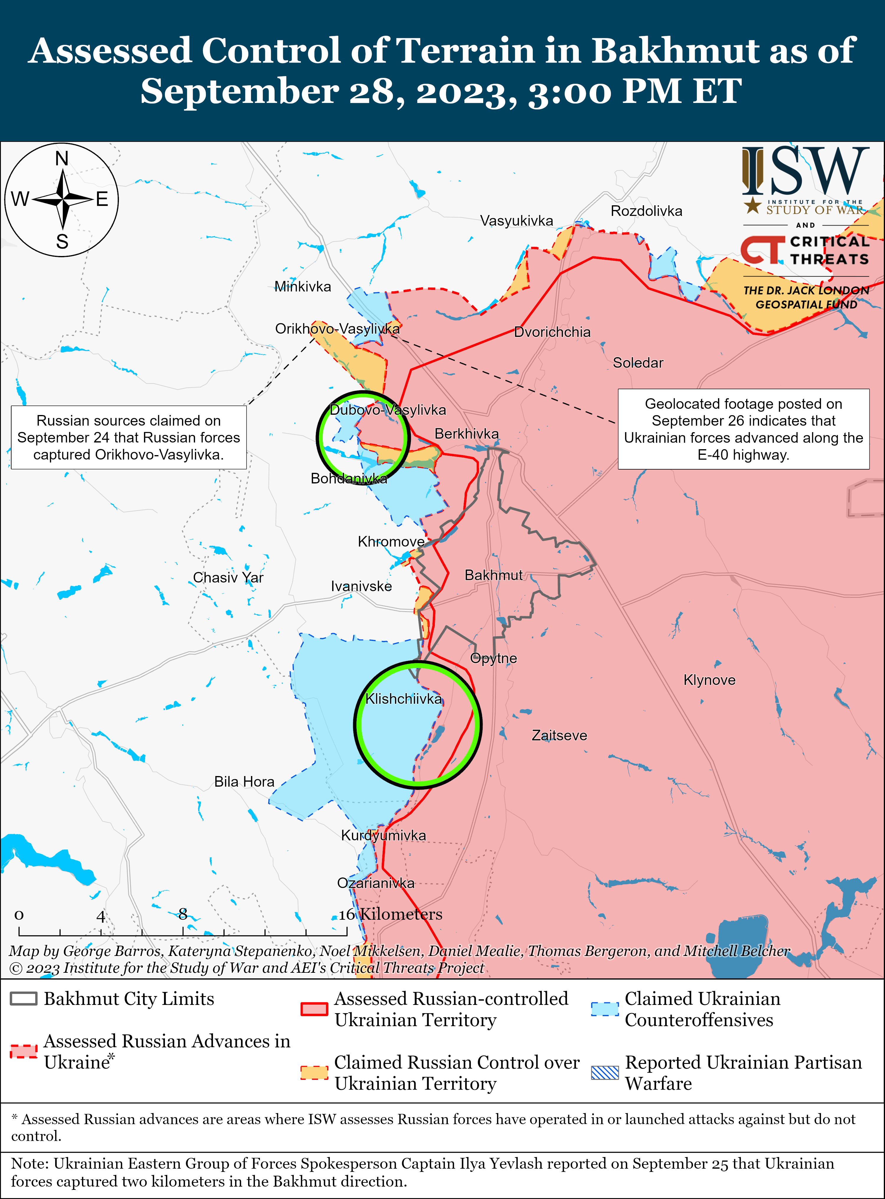 ВСУ продвинулись за Андреевку и Клещиевку: карты боев ISW