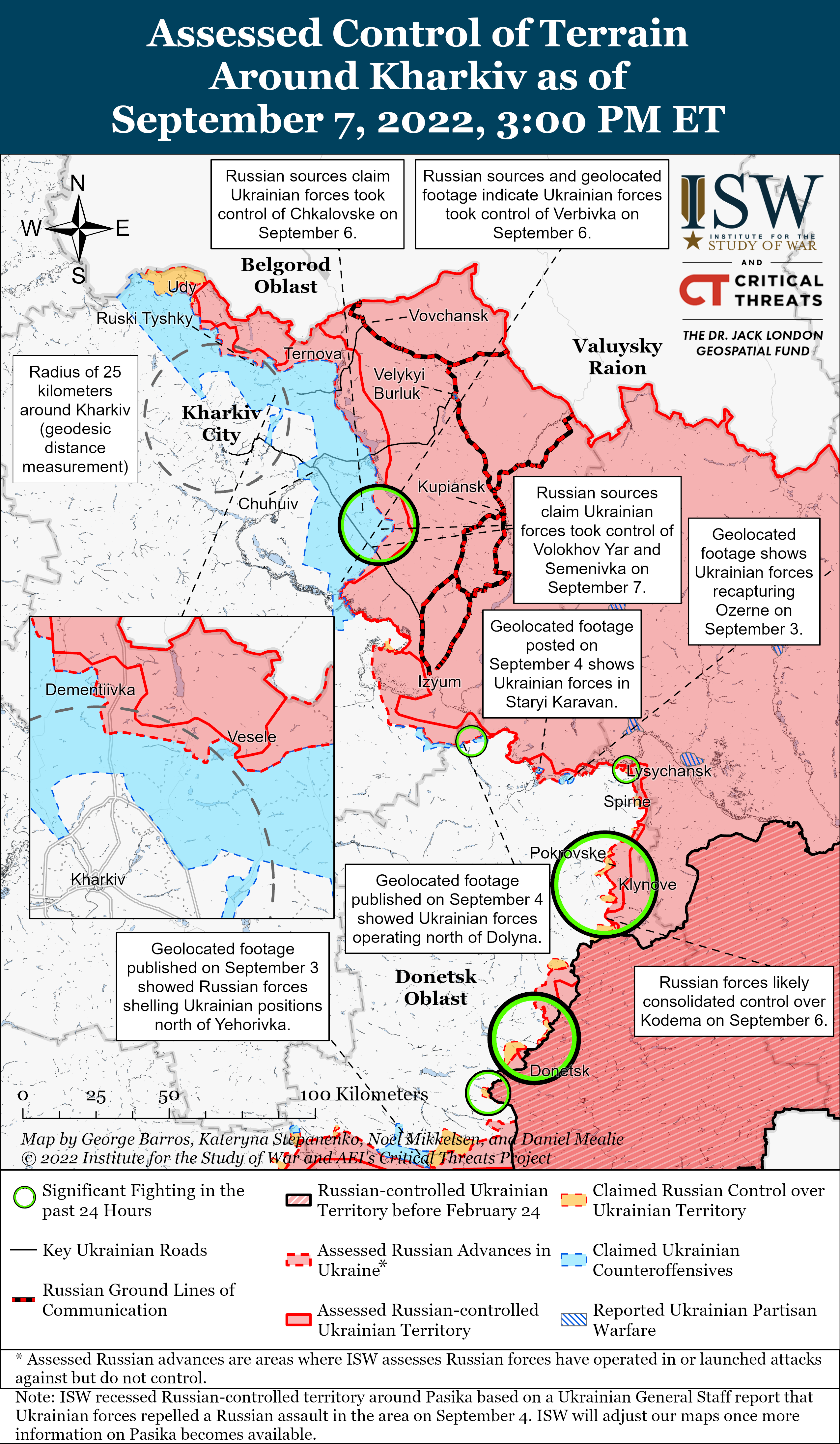 A Brit nemzetközi Hadtudományi Intézet térképe a Harkiv környéki harcokról