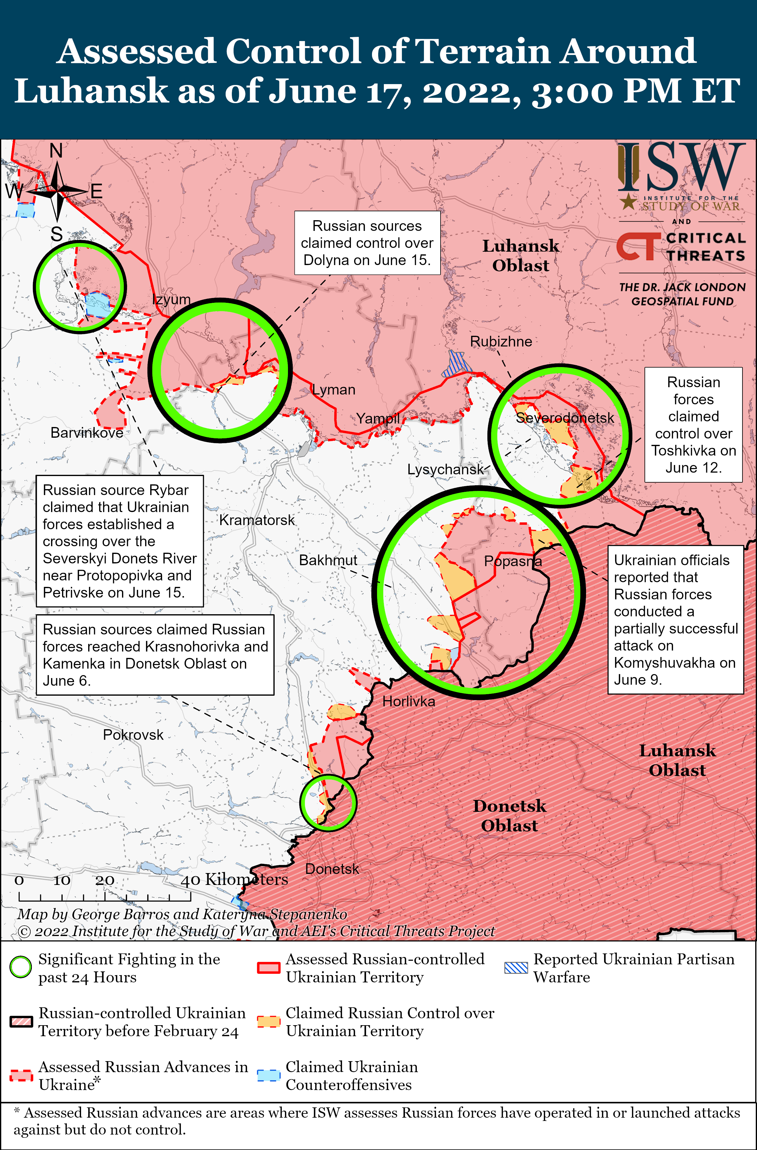 Наземные атаки российских войск на Северодонецк и его юго-восточную окраину пока безуспешны, - ISW 5