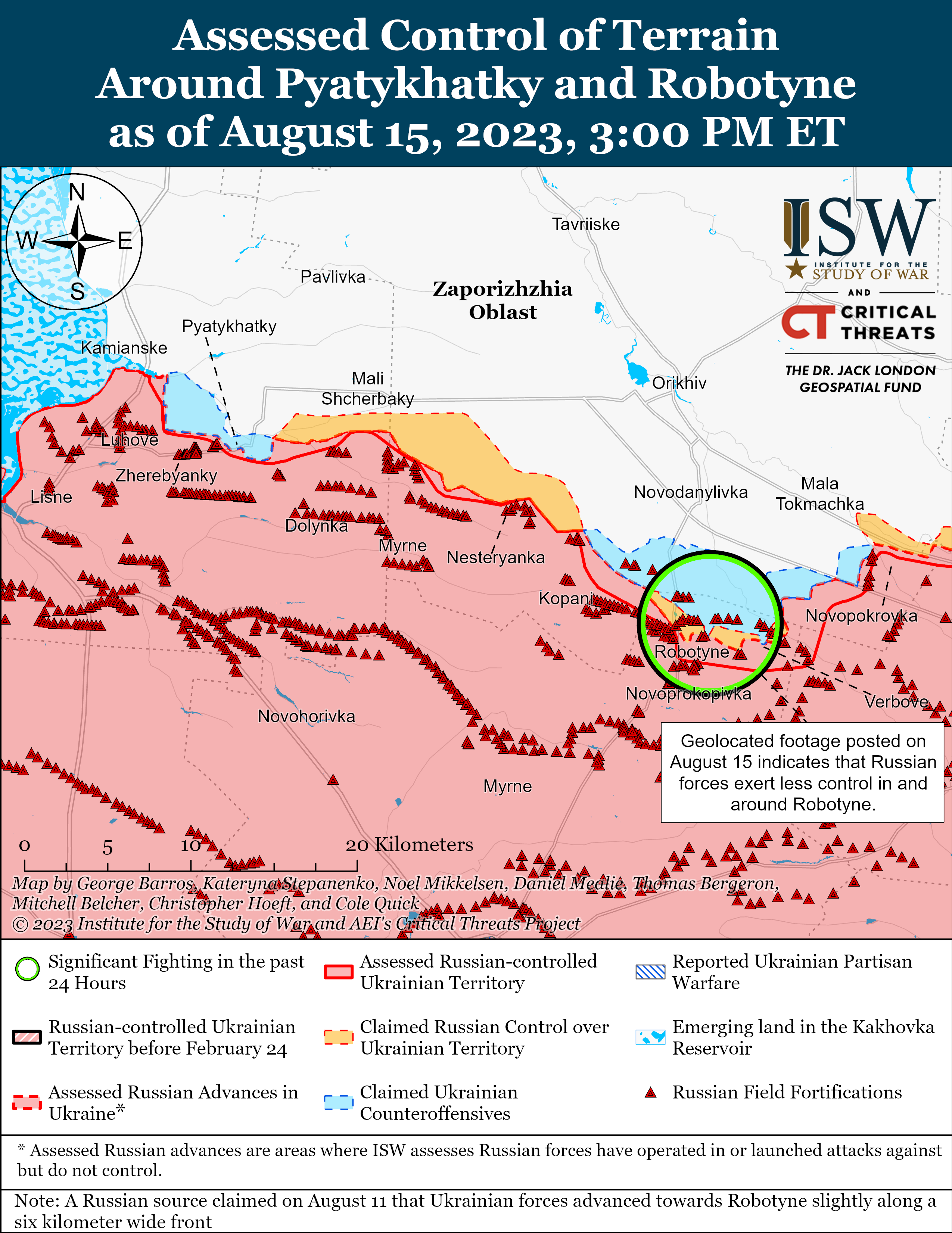 Росіяни мають "слабкий та непевний" контроль над Роботиним: карти боїв ISW