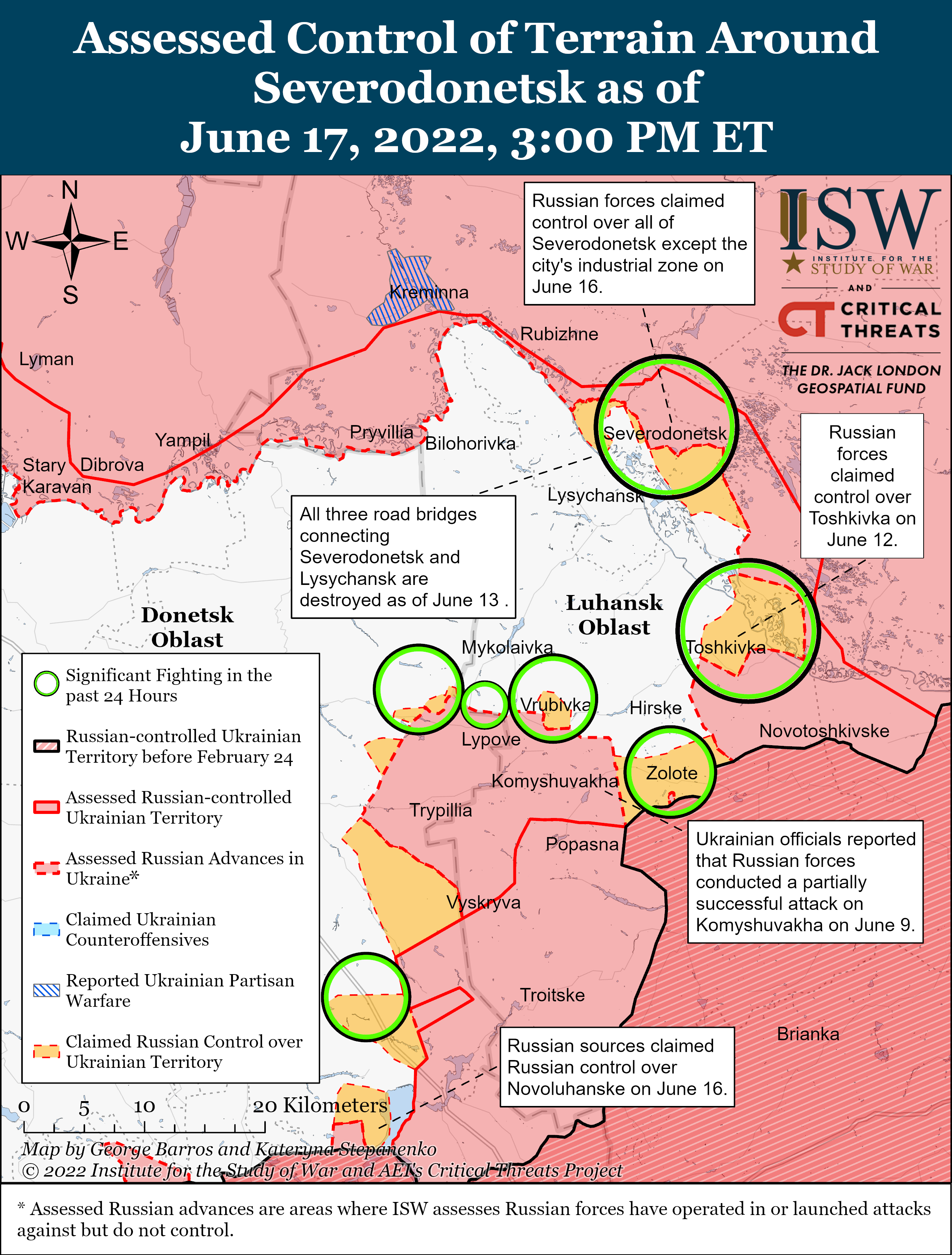 Наземные атаки российских войск на Северодонецк и его юго-восточную окраину пока безуспешны, - ISW 3