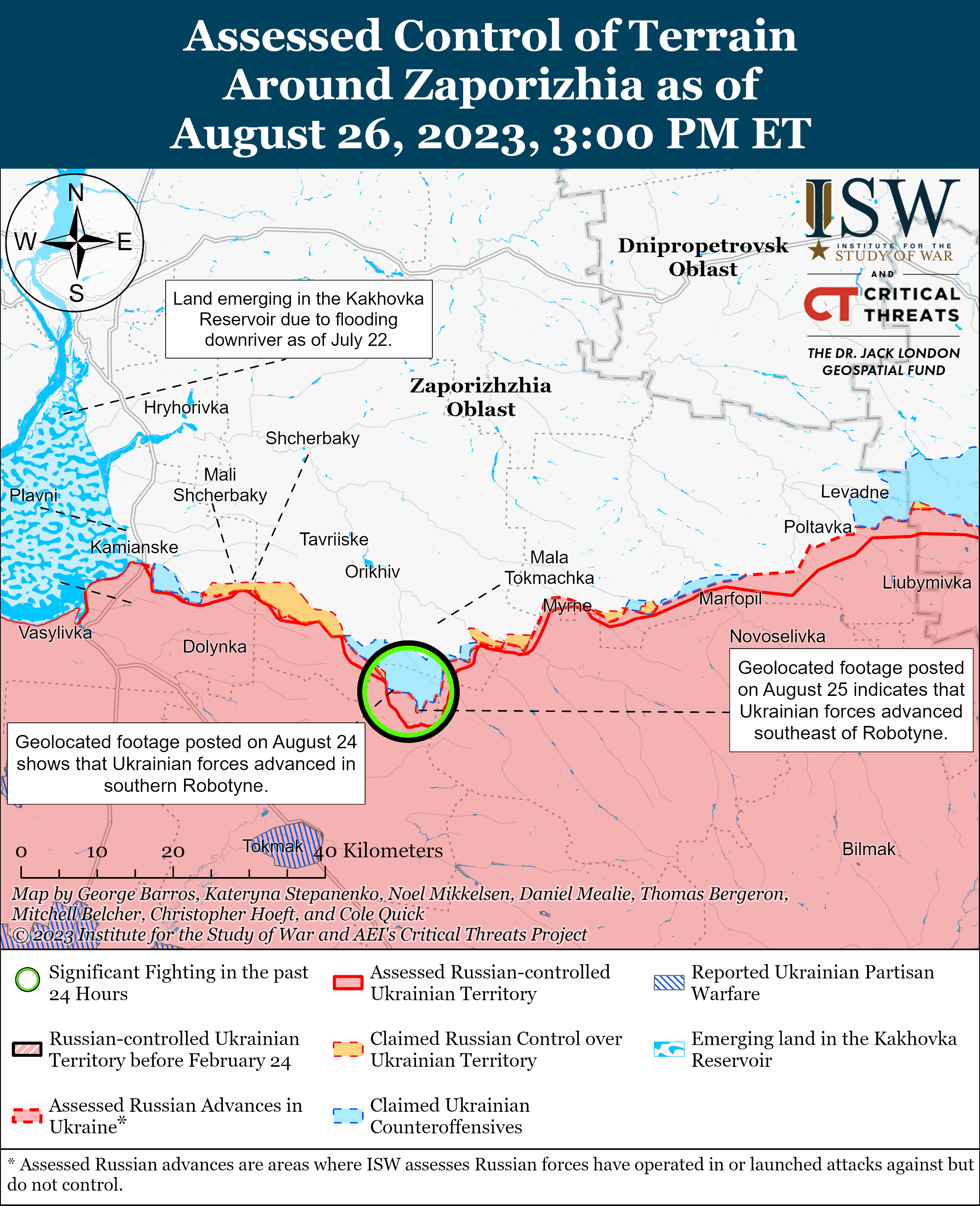 ЗСУ наблизились до чергової лінії оборони росіян в Запорізькій області: карти боїв ISW