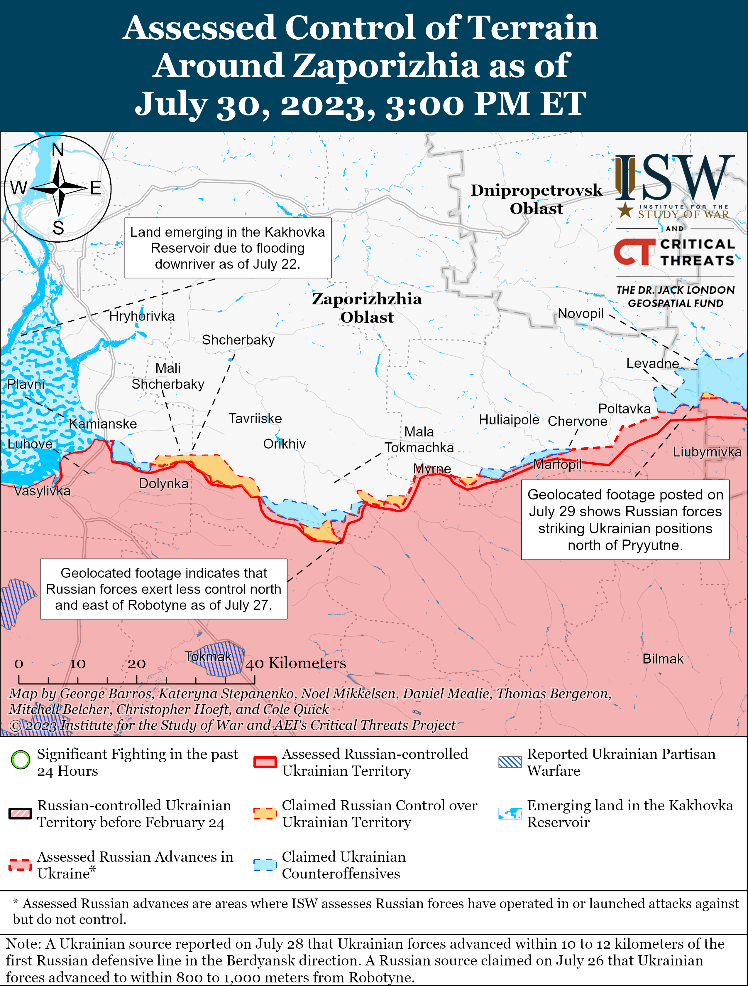 ВСУ продвигаются в направлении Мелитополя и Бердянска: карты боев от ISW